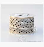 SO: Ribbon (15mm) - Ivory with Brown Dots